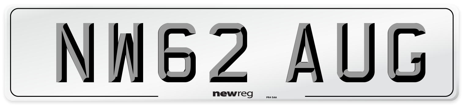 NW62 AUG Number Plate from New Reg